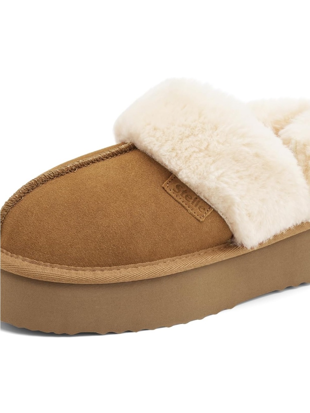 Shearling-Lined Slide Slipper in Tan (Brand: Ugg-style)